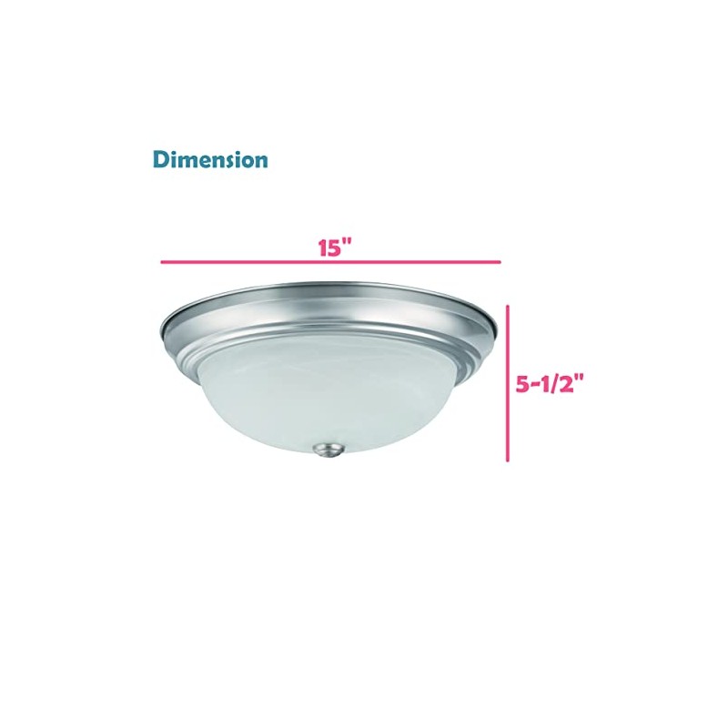 Aspen Creative 63024-09-1, 3-Light Flush Mount/Brushed Nickel Finish w/Alabaster Glass,