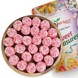NY Spice Shop Pink Berry Gum Drops - 1 Pound Gummy Mix Sprinkle Balls Candy - Nonpareils Bulk Gummies Snacks Treats - Fruit Flavored Pink Gummy Gum Drops Candy