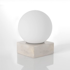 FLORNIA Modern Industrial Table Lamp, Unique Bedside Nightstand Desk Lamp with Glass Shade and Marble Base for Bedroom, Living Room, Office Study, Decoration (Include Bulb G45)