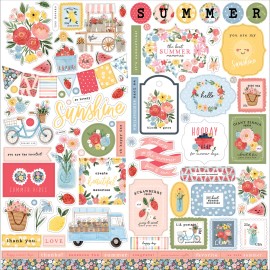Carta Bella (1) 12x12 Sheet of Carta Bella Paper SUMMER Scrapbook Element Stickers