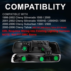 CNNELL LED Headlights Assembly Compatible with Chevy Silverado 1999-2002/ Suburban Tahoe 2000-2006, Clear Lens Chrome Housing Clear Reflector, Left+Right