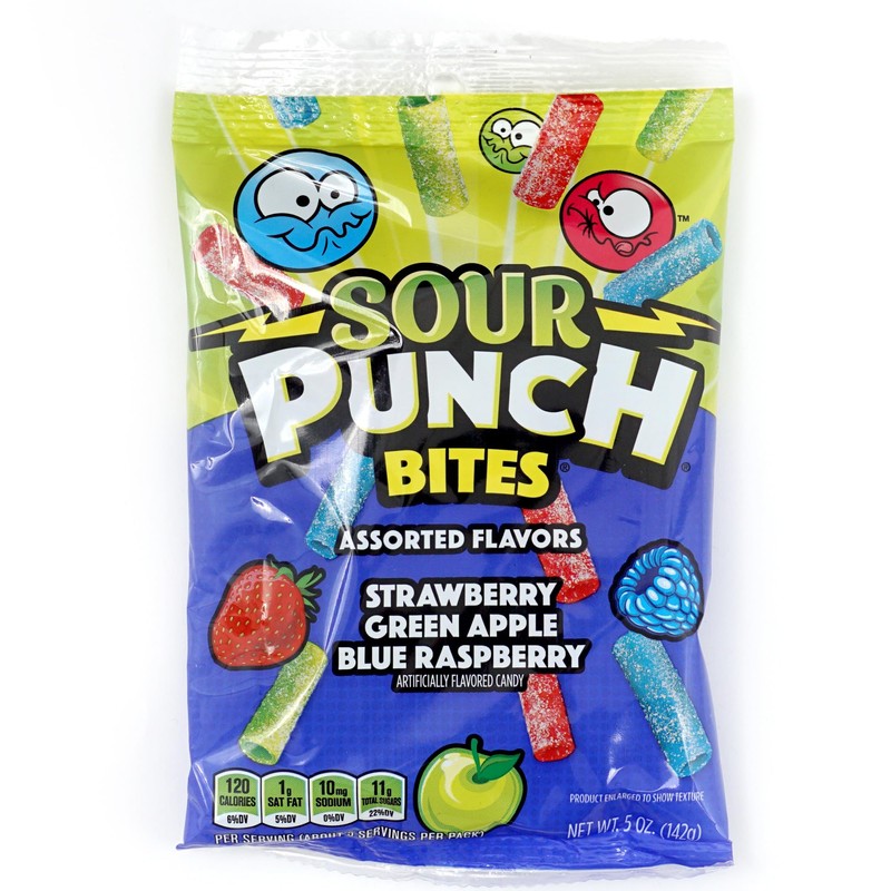 Sour Punch Bites, 5 Ounce Bags (Pack of 3), Strawberry,