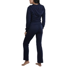 ToBeInStyle - chamarra y pantalones deportivos de rizo francés con capucha para mujer, Azul marino clásico, S