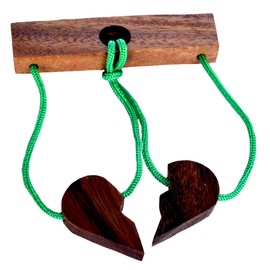 String Puzzle Heart, Romeo and Juliet, String Puzzle with 2 Heart Halves, Puzzle Wood Trick Game, Puzzle Game, String Puzzle, Wooden Puzzle, IQ Puzzle, Heart Puzzle, IQ Game, Gift Idea, Trick