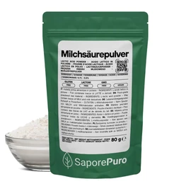SaporePuro Lactic Acid Powder 80g - Pure Food Grade - For Bakery, Dairy Products, Fermented Drinks and Cosmetic Applications