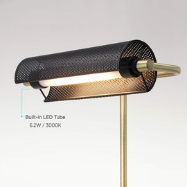 O’Bright LED Desk Lamp with USB Charging Port, Metal Lamp, Flexible Swivel Arms, Soft White LED Reading Light (3000K), Bedside Reading Lamp, Office Lamp, Table Lamp, ETL Listed (Piano Lamp - Black)