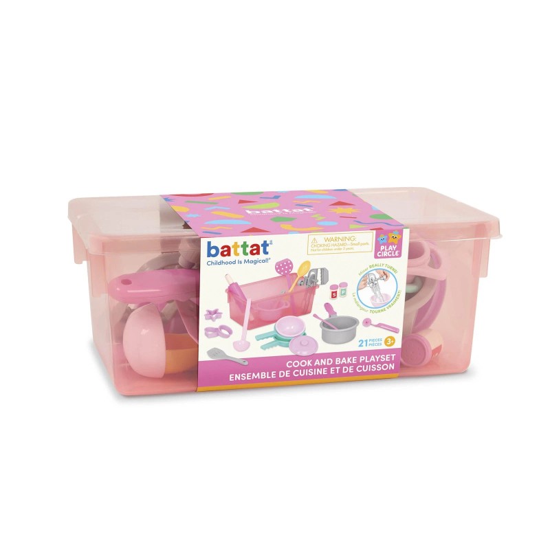 Battat 21 Piece Multicolor Pretend Play Cooking Set for Kids