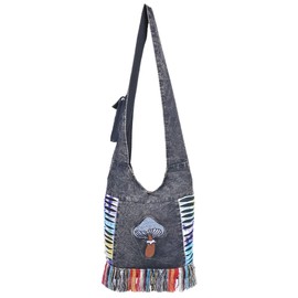 THE COLLECTION ROYAL Hobo Crossbody Bags for Women, Boho Purse, Boho Bag | Hippie Bag, Indie Tote Bag, Cloth Purse for Women (Blk-Mush)