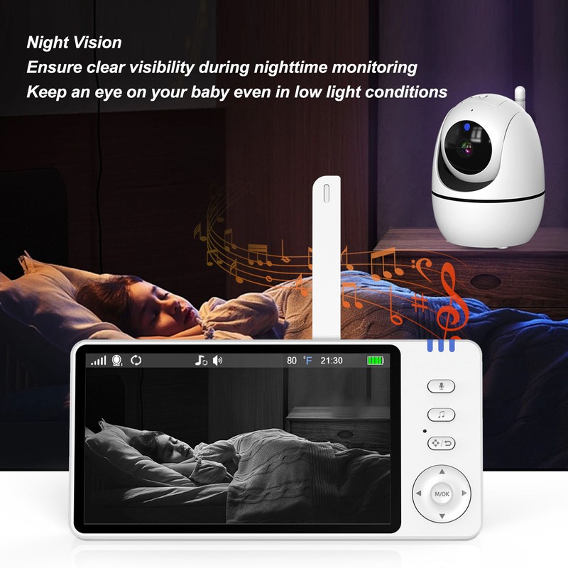 5 Inch HD Screen Baby Camera Monitor Night Vision Sound