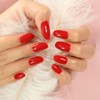 LINSSQ Glossy Red Press on Nails, Medium Length Oval False