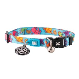 Max & Molly Smart ID Blue Ocean Cat Collar Safety Buckle Comfortable Ventilated Durable Design Waterproof Funny