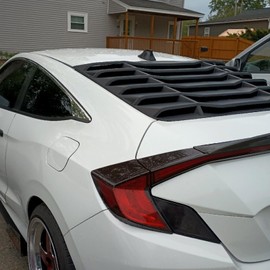 KUAFU Rear Window Louver Compatible with 2016-2020 Honda Civic 2-Door Coupe Windshield Sun Shade Cover ABS Plastic Black