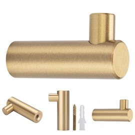 Pack of 4, Gold Brass Decorative Wall Hooks Towel Hook, Coat Hook Hangers Wall Mounted (L-Shaped)