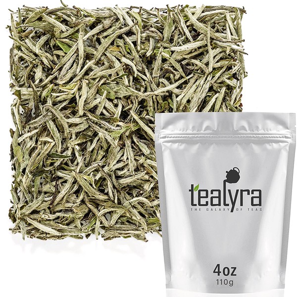 Tealyra - Premium White Silver Needle Tea - Bai Hao Yinzhen - Organically Grown in Fujian China - Superior Chinese Silver Tip White Tea - Loose Leaf Tea - Caffeine Level Low - 110g (4-ounce)