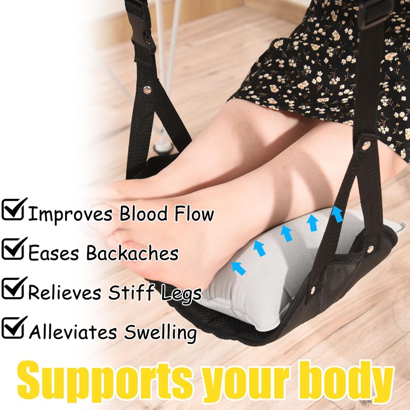Aeroplane Footrest Hammock - Adjustable Travel Foot Hammock for Flight,
