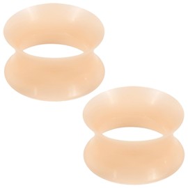 Ocptiy 14mm Flesh Tone Silicone Gauges Tunnels Plugs for Ears Stretchring Kit Earrings Platic Rubber Ear Thin Soft Tunnels Plugs Double Flare Hollow Gauges Size 14 mm Piercing Women Men 9/16 inch