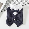 Pet Suit Bow Decor Striped Breathable Dog Cat Wedding Shirt