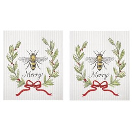 2 Mary Lake Thompson SC1591 Reusable Kitchen Sponge Cloths, Bee Merry