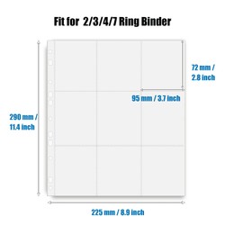 1080 Pockets Trading Card Sleeves, 9 Pocket Hockey Cards Sleeves, Ultra-Clear Card Protectors Sheets for Football Cards, Baseball Cards, Game Cards, Coupons, Fit for 3 Ring Binder,60 PCS