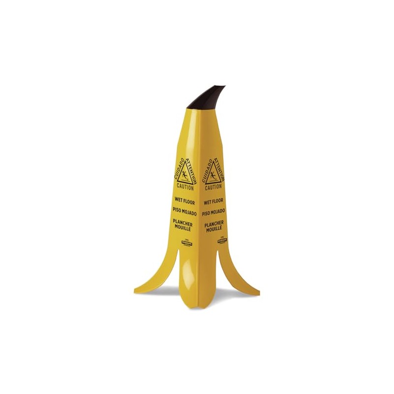 2' Yellow Banana Wet Floor Cone with Brown Stem