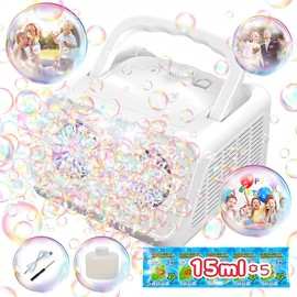 Automatic Bubble Machine Upgrade Bubble Blower with 2 Fans, 20000+ Bubbles Per Minute Bubbles Portable Bubble Maker Operated by USB or Batteries:_White