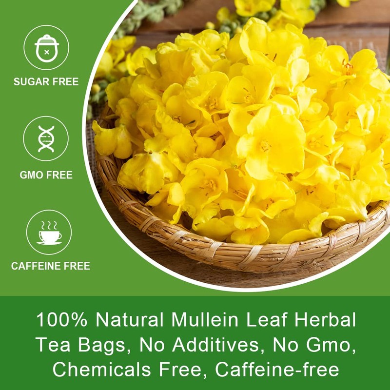 Mullein Tea Bags - Natural Mullein Leaf Tea for Lungs