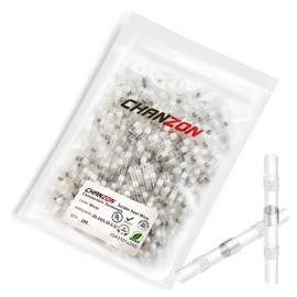 Chanzon 200Pcs Heat Shrink Solder Seal Wire Connectors UL Listed 26-24AWG Waterproof Butt Terminals White Tin Joint Tube Connector Wiring Wire Splice for Automotive Marine DIY Projects