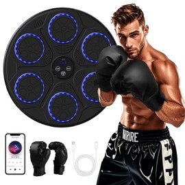 Music Boxing Machine, Intelligent Bluetooth Interactive Wall Mounted Boxing with Gloves, Boxing Music Trainer, Suitable for Indoor Boxing at Home