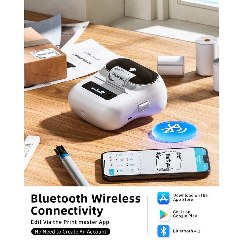 Phomemo Label Maker, M220 Barcode Printer, Thermal Bluetooth Label Printer