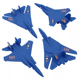 TimMee Processed Plastic F-14 F-15 Blue Fighter Jets Tim Mee Army Men Planes USA
