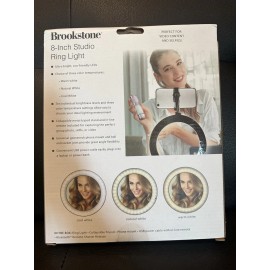Brookstone 8'' LED Photo / Video Studio Ring Light Kit with Tripod & Phone Mount
