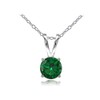 Ice Gems Sterling Silver Created Emerald 7mm Round Solitaire Necklace