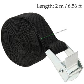 MAHIONG 15 Pack 6.5ft Lashing Straps, 1 Inch Cam Buckle Tie Down Straps, Nylon Webbing Straps with Zinc Alloy Cam Lock Buckle for Securing Cargo, Kayak, Luggage, Car Roof, Black