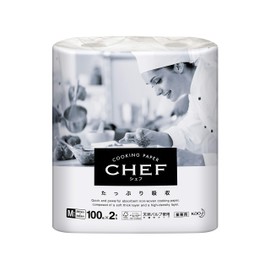 Chef Kitchen Paper, Cooking Paper, Powerful Absorbency, Medium (M), 100 Sheets, 2 Rolls (Kao Professional Series)