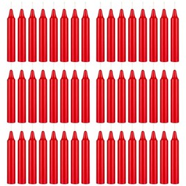 Mega Candles 48 pcs Unscented Straight Red Taper Candles, Hand Poured Wax Candle 4 Inch x 3/4 Inch, Home Décor, Wedding Receptions, Centerpieces, Festivities, Occasions, Romantic Events, Holders