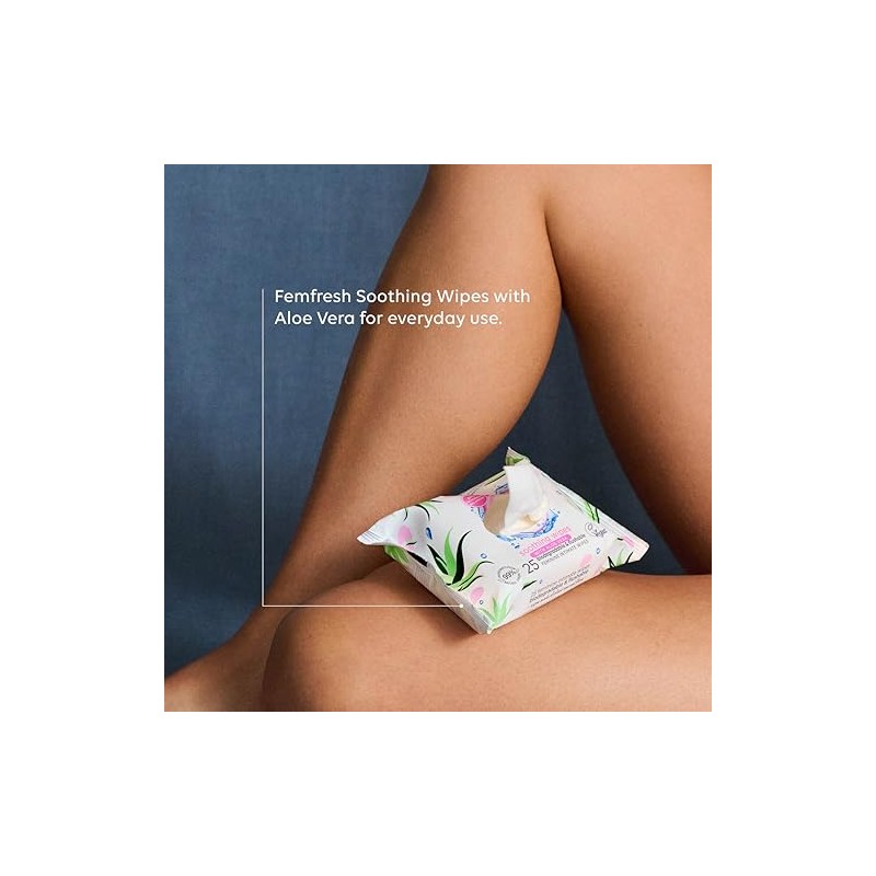 Femfresh Soothing Intimate Wipes, Flushable & Biodegradable Feminine Wipes with