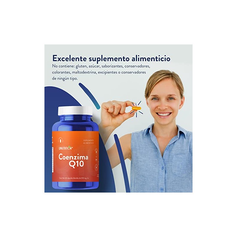 Liv Nutrition Coenzima Q10 200 Cápsulas Vegano Gluten Suplemento Alimenticio