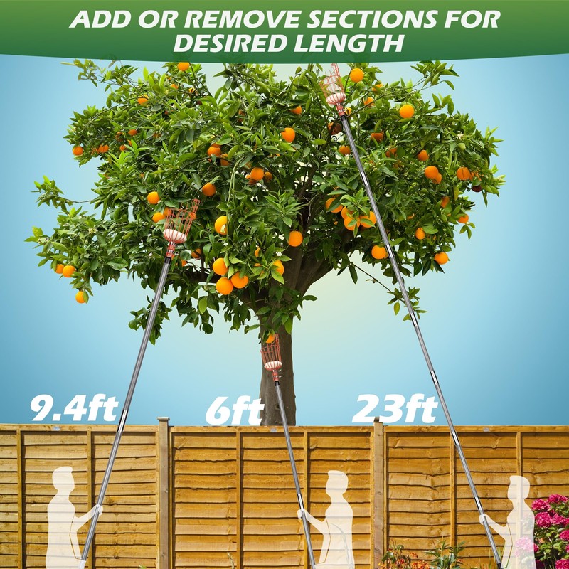 Walensee 23FT Fruit Picker, Adjustable Fruits Picker Tool with Fiberglass