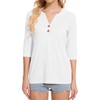Dimur Womens Tops 3/4 Sleeve Summer V Neck Button Down