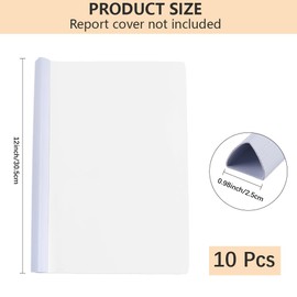 CRASPIRE Binding Bar Capacity A4 Size Folder 12In Book Slide Binders Books Clips Grip 70 Sheets Pull Rod Plastic for Office Loose Leaf Sliding Bookbinding Report Cover 10Pcs White