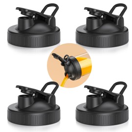 4 Pack Leak Proof Seal Mason Jar Lids, Pour Spout Lids for Ball Wide Mouth Mason Jars, Airtight Canning Jar Flip Top Lid for Drinking, Salad, Dressing Pouring