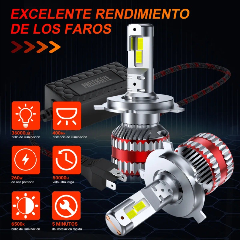 H4 H13 9007 Kit De Faros Led 36000lm Para Luz