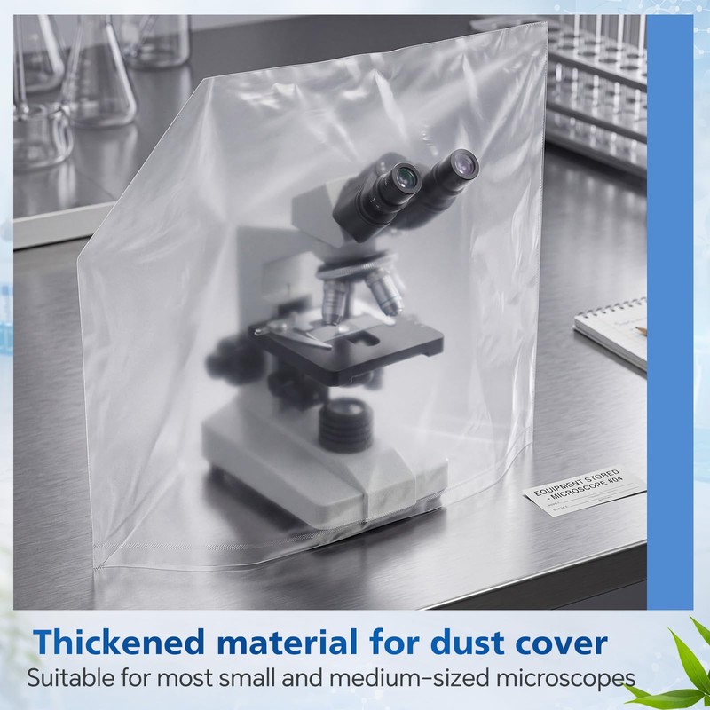 Wonderjune 2 Pack Thick Plastic Microscope Dust Cover, Full Sealed