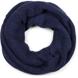 styleBREAKER Unisex Knitted Loop Scarf and Hat Set, Plain Knitted Scarf with Beanie Knitted Hat, Winter 01018214, darkblue