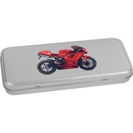 'Motorbike Pixel Art' Metal Hinged Stationery Tin/Storage Box (TT00235489)