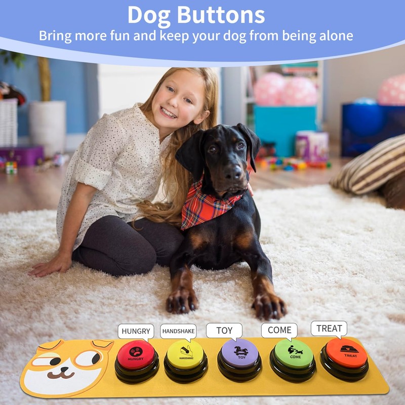 Yeffxior 5-Pack Dog Talk Button Set, 30-Second Recorded Talk Buttons