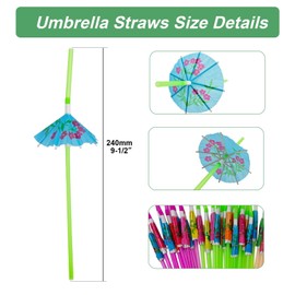 100 Colorful Plastic Cocktail Umbrella Straws, Tropical Hawaiian Banquet Party Supplies, Pool Party, Beach Theme Drinks, Bright Color Mixes for Smoothies, Juices and Fun Drinks