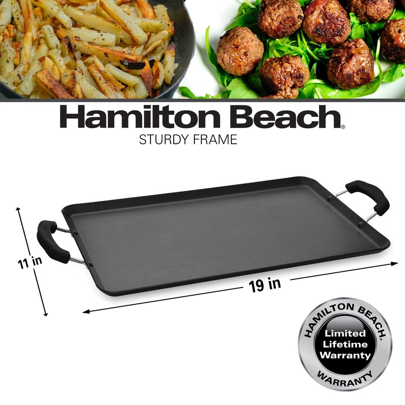 Hamilton Beach Nonstick Double Griddle 19x11-Inch - Black Aluminum Griddle