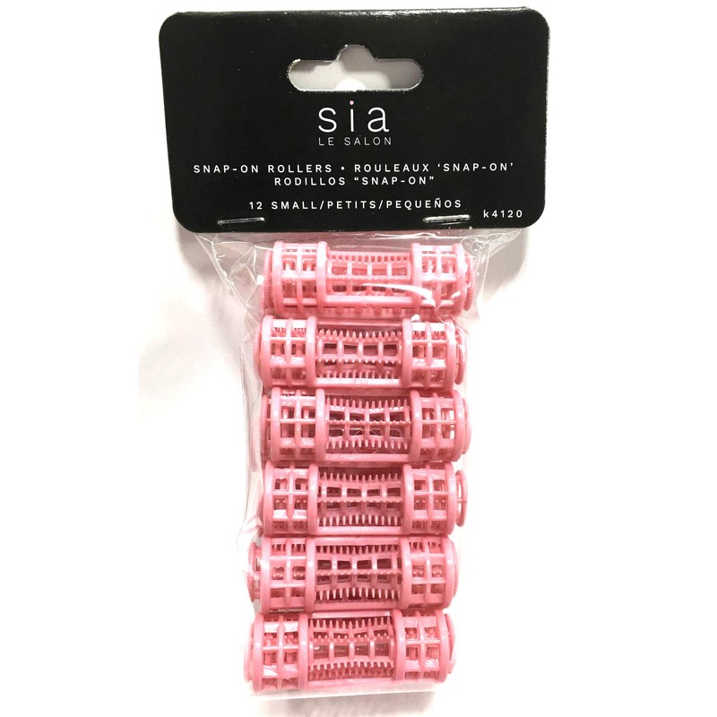 12pc Small Mini Tiny Snap On (Clip-On) Hair Rollers PINK