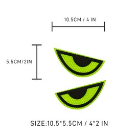 Thcbme 2 Pack Car Stickers Eye Yellow Night Safety Driving Reflective Cute Caution Decal, Motorcycle Helmet Stickers Decals, for Bumpers, Window, Laptop, Wall (Yellow) Reflective 4" by 2"